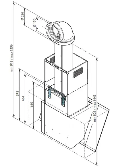 falmec FDVER36W5BK Verso NRS Series Wall Hood - Product Overview 4