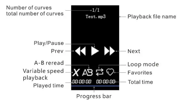 DSP N3 Microphone Mobile - Music playback interface and description