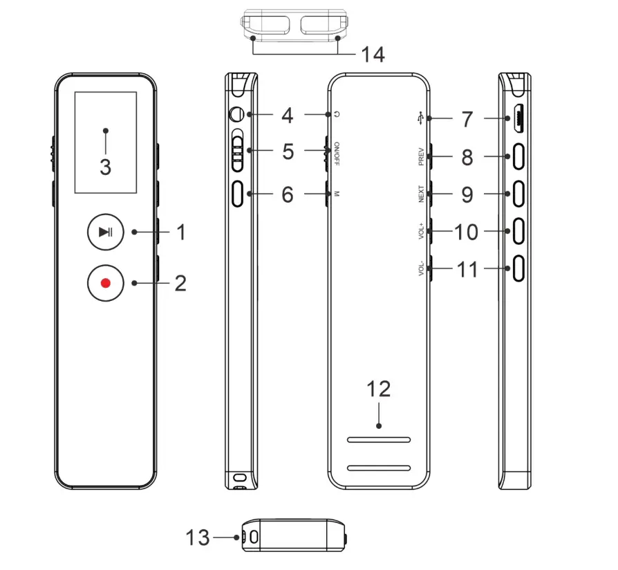 DSP N3 Microphone Mobile - Outline and button function operation instructions