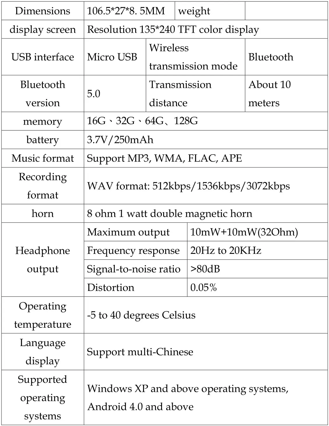 DSP N3 Microphone Mobile - Specifications