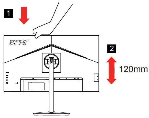 acer XV272U LCD Monitor - Height Adjustment