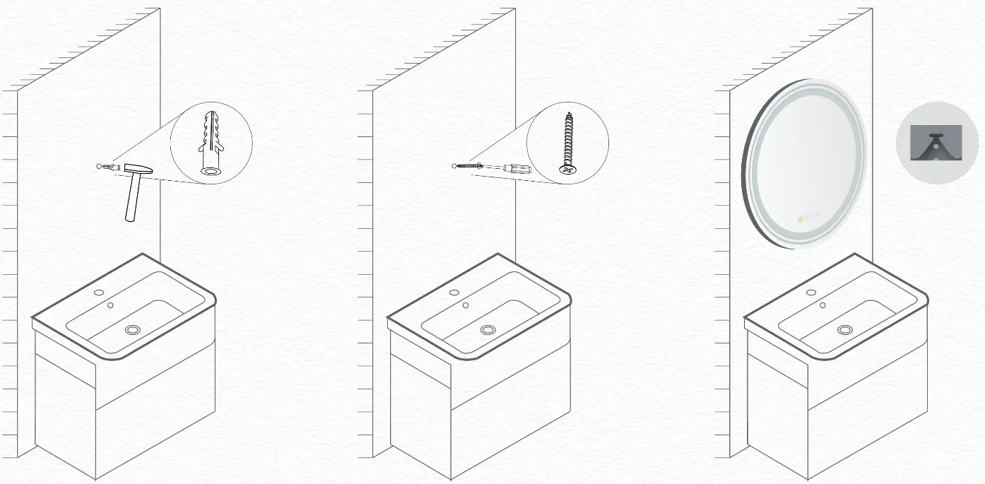 WISFOR KC JJ1828 US Bathroom Mirror - Mirrir Installation 1