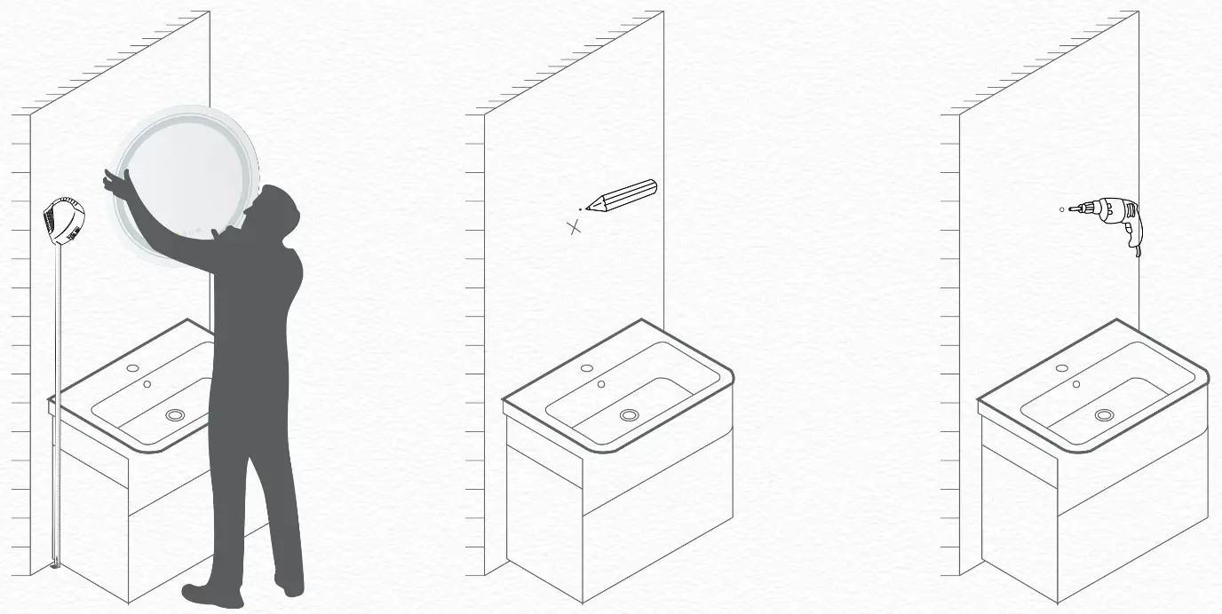WISFOR KC JJ1828 US Bathroom Mirror - Mirrir Installation