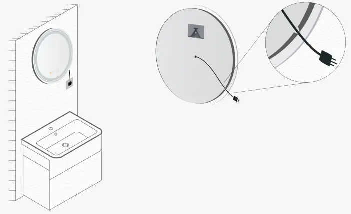 WISFOR KC JJ1828 US Bathroom Mirror - Wiring method