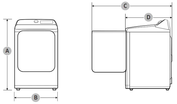 SAMSUNG DVE(G)45T3200 Dryer - Installation requirements