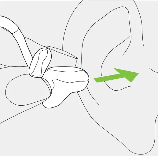 Putting on the hearing aid