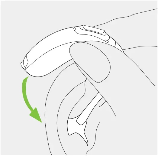 Putting on the hearing aid