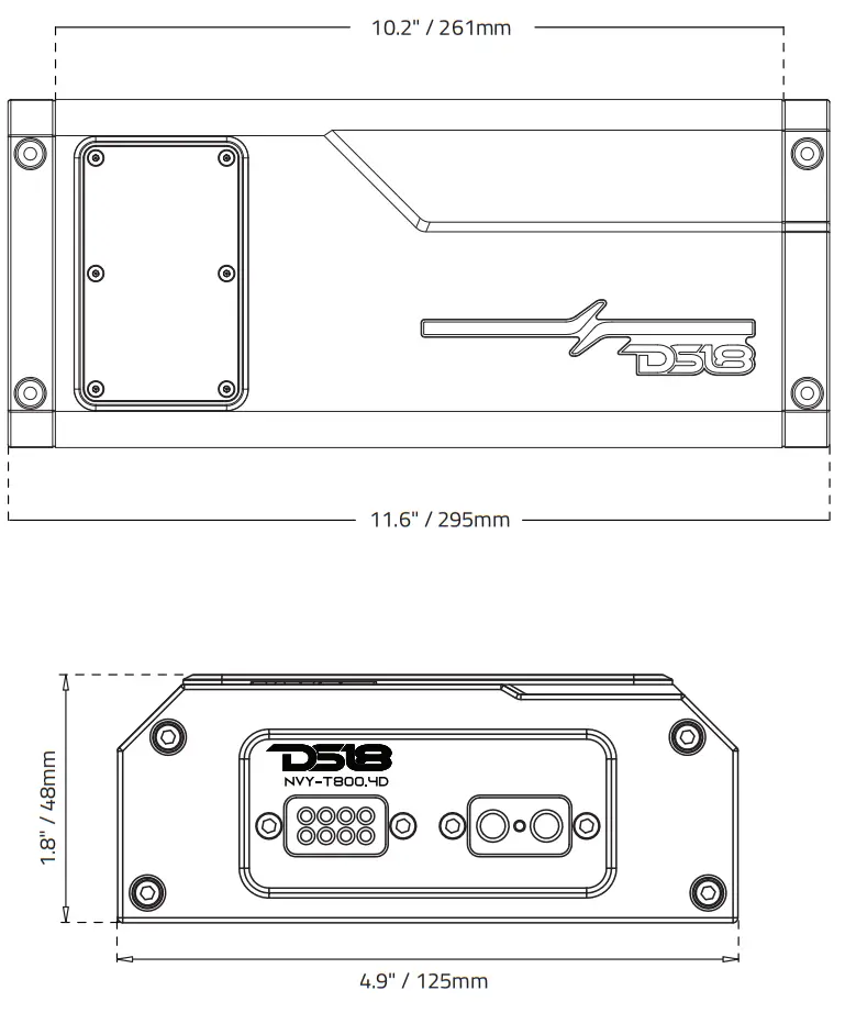 DS18 NVY T800 4D 4 Channel Marine Waterproof Amplifier - CHANNEL1