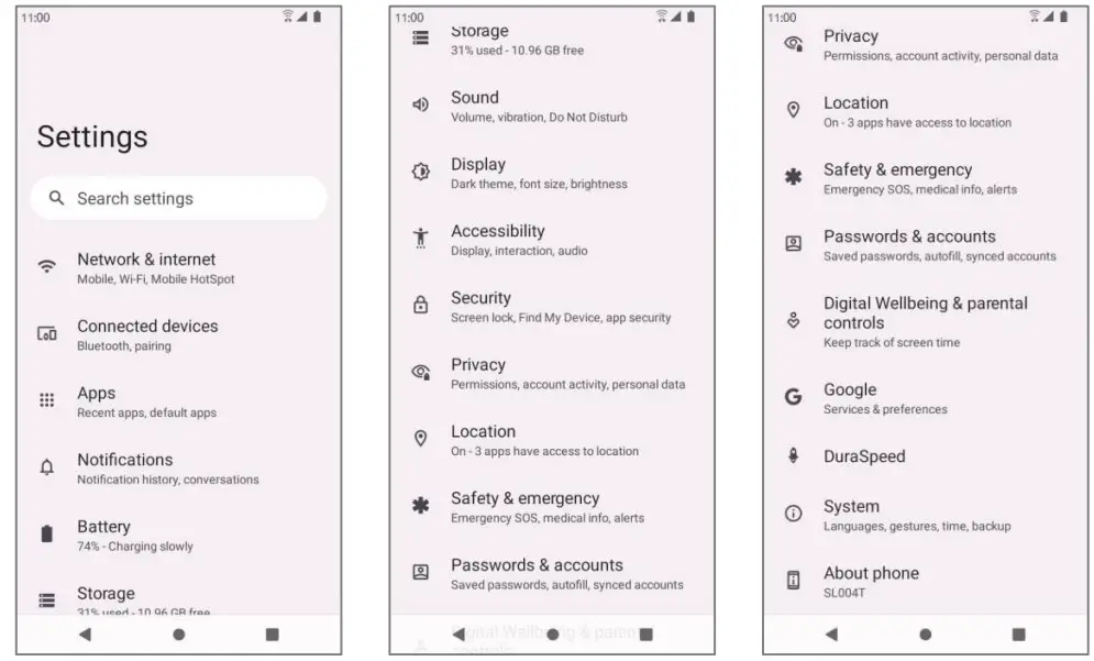koobee SL004T Smartphonee - tap Settings