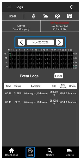 Falcon ELD App - Available time