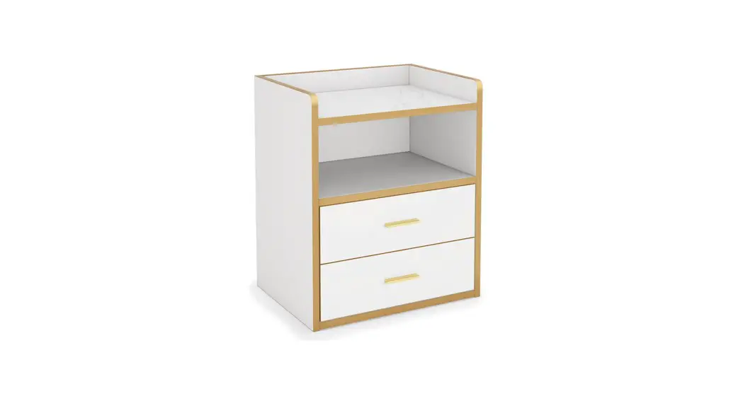 Byblight Bb-c0622dt Fenley White Modern Nightstand Gold Metal Frame With Drawer And Door Bedside Sofa End Table Instruction Manual