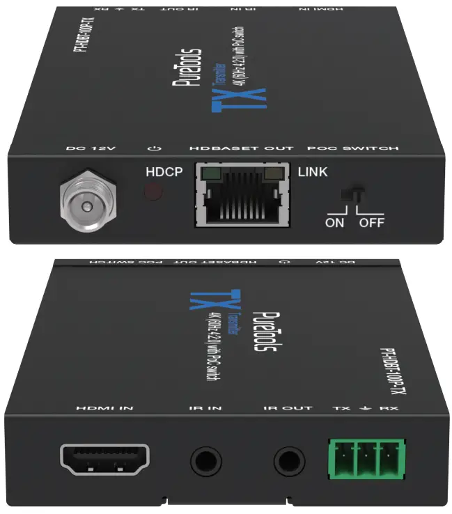 PureTools PT-HDBT-100P-TX HD Base Transmitter with PoC Switch -