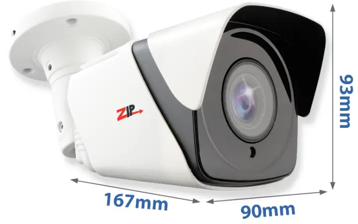 ZIP IP CAM555W 5 50mm IP Bullet 4K Camera - Dimensions