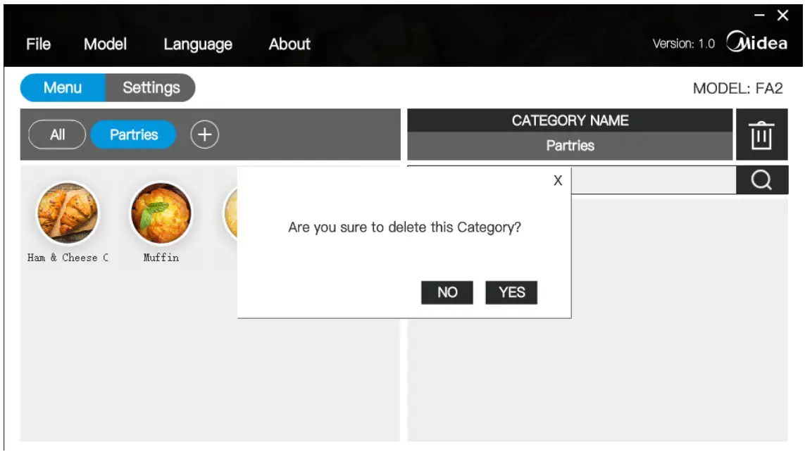 Delete Recipe Category