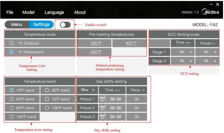 Setting Interface Operation