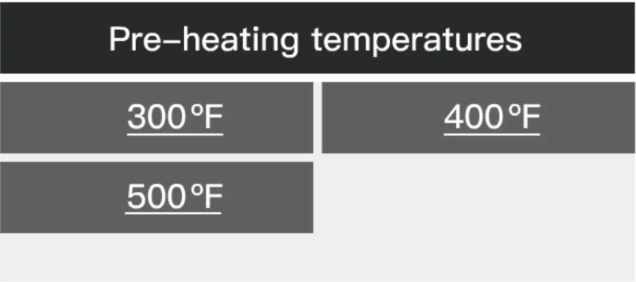 Preheating Temperature Setting
