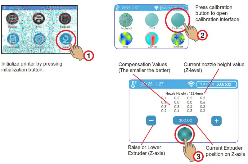 Cetus 2 3D Printer Artist D Pro IDEX Dual Extruder - Calibration