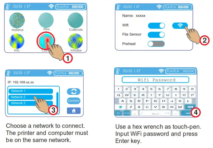 Cetus 2 3D Printer Artist D Pro IDEX Dual Extruder - Setup WiFi