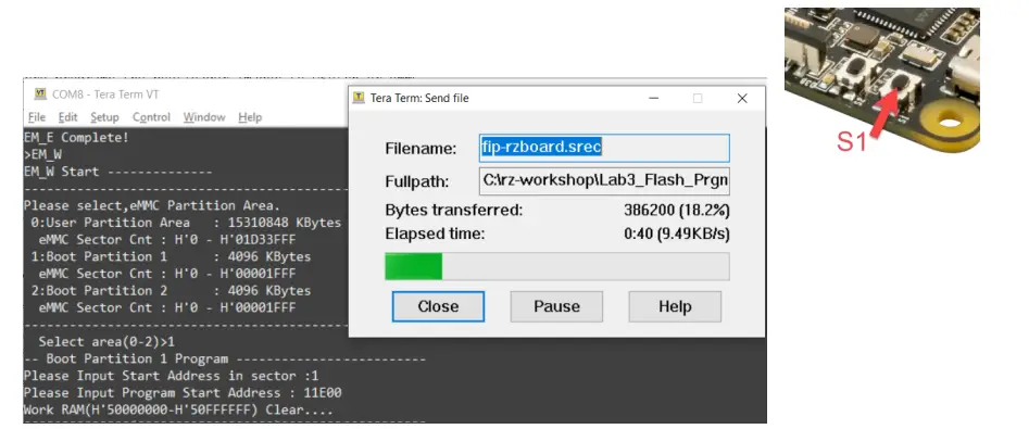 Avnet RZBoard V2L Engineering Services Evaluation & Development Kits - Run flash