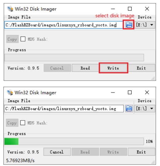Avnet RZBoard V2L Engineering Services Evaluation & Development Kits - Win32 Disk Imager