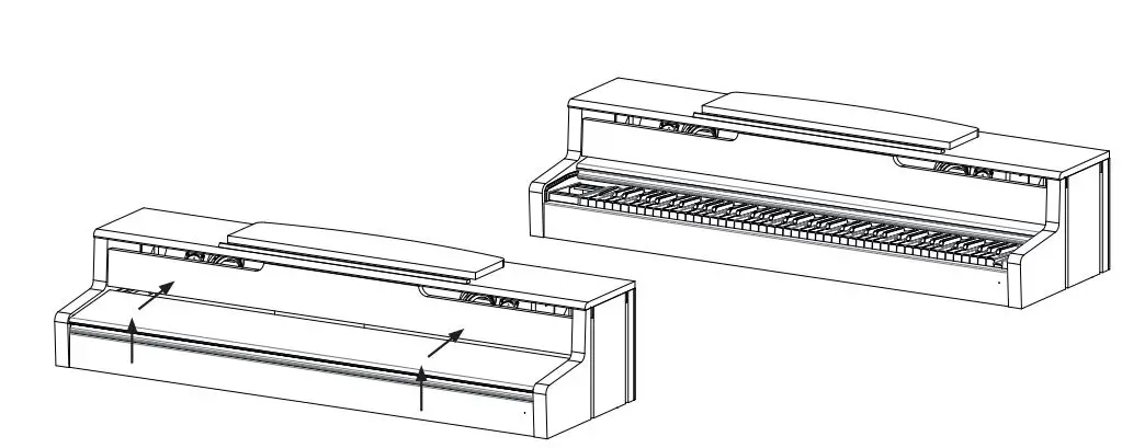 GEWA UP405 Digital Piano User Manual - OPENING THE KEYBOARD LID