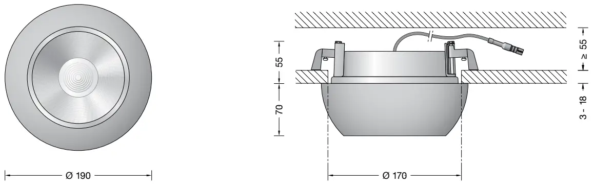 BEGA 50 907.1 Recessed Ceiling Downlight for Indoor Use - Fig
