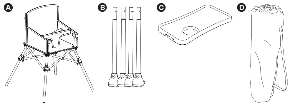 regalo 3612 Gray High Chair - Before Assembly