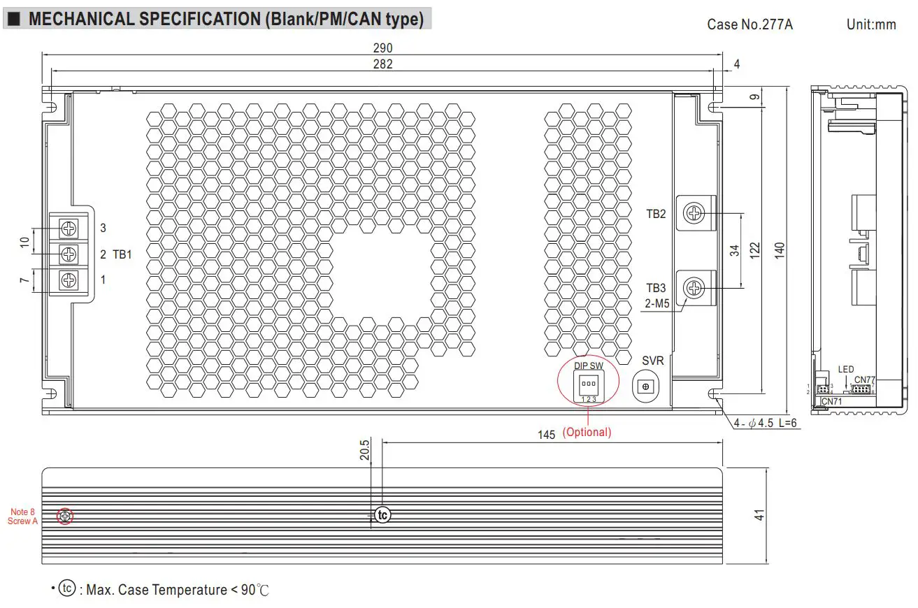 MEAN WELL UHP-1500-HV Series 1500W Conduction Cooling with High Voltage Output Instruction Manual - MECHANICAL SPECIFICATION
