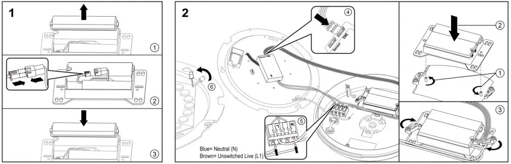 Kosnic POL12-SCT Polo Integrated LED Bulkhead with Emergency and Sensor Instructions - Optional Emergency Module Installation