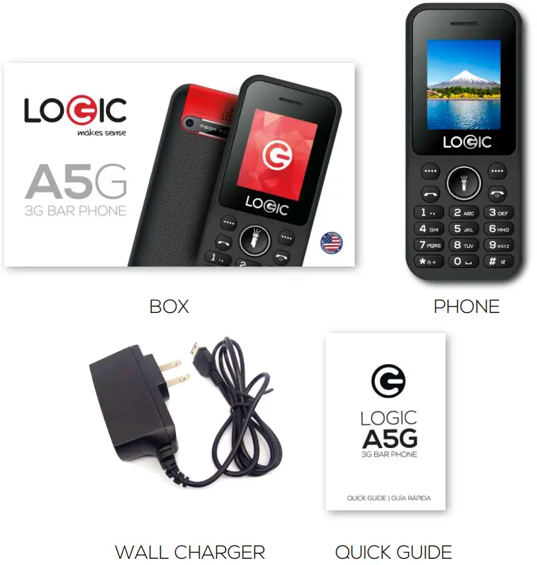 LOGIC A5G 3G Bar Phone - In the box