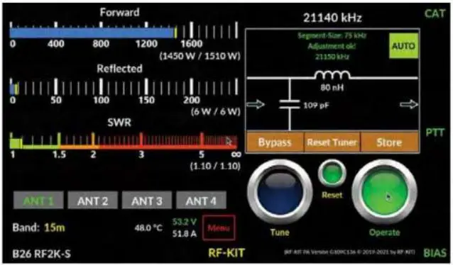RF-KIT RF2K-S Solid-State Linear Power Amplifier - meter
