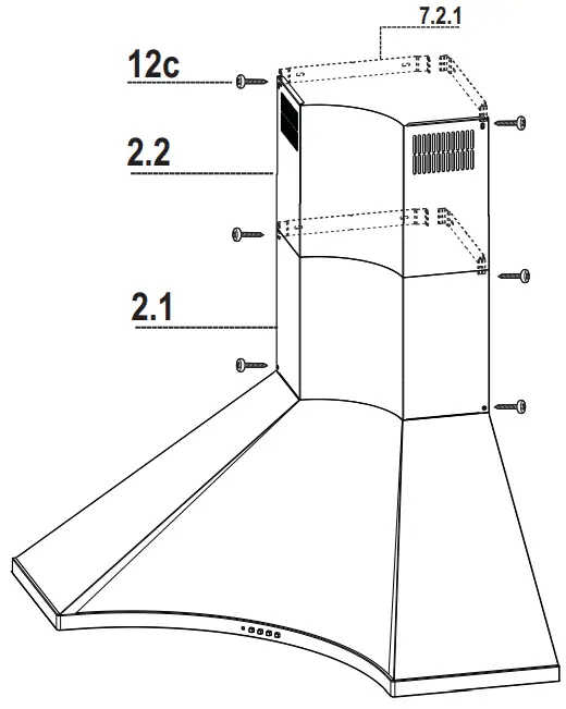 FRANKE FDPA 904 XS LED0 Cooker Hood - Chimney assembly