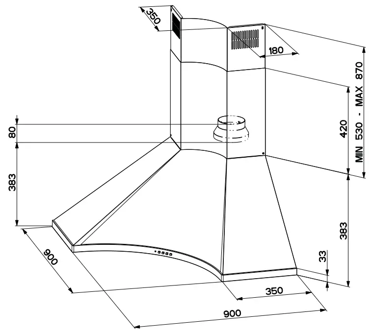 FRANKE FDPA 904 XS LED0 Cooker Hood - Dimensions