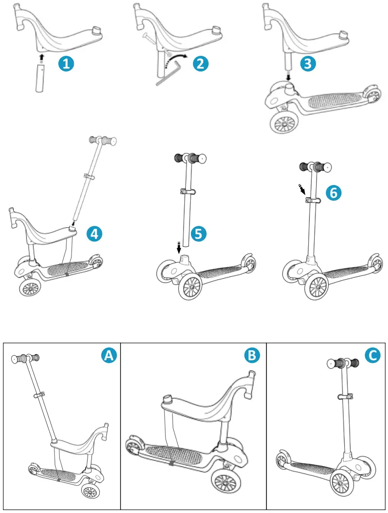 BebeStars XRiDe 662 OX M7 3In1 Baby Scooter - Description