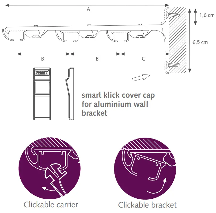 FOREST DS XL Hand Drawn track - MOUNTING bracket triple