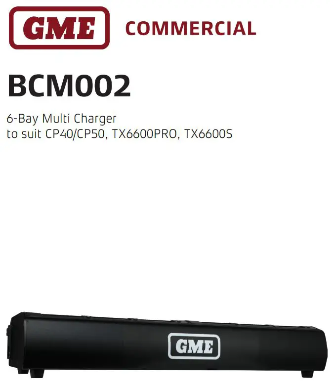 GME Commercial BCM002 6 Bay Multi Charger User Manual