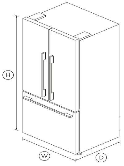 Fisher and Paykel RF170ADJX4 Freestanding French Door Refrigerator Freezer - DIMENSIONS