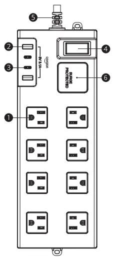 covozon G01MU Waterproof Power Strip Extension - fig1