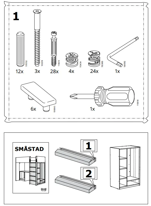 IKEA AA-2236469-2 SMÅSTAD Loft Bed Frame W Desk and Storage - Fig 2