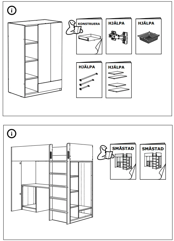 IKEA AA-2236469-2 SMÅSTAD Loft Bed Frame W Desk and Storage - Fig 30