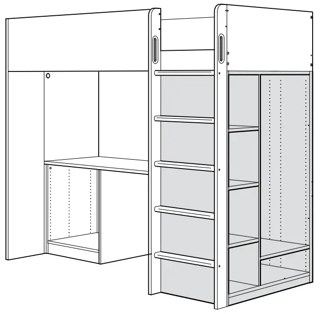 IKEA AA-2236469-2 SMÅSTAD Loft Bed Frame W Desk and Storage