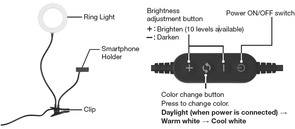 ELECOM-DE-L01-Ring-Light-for-Live-Stream-Video-Call-and-Shooting-Meeting-FIG-1