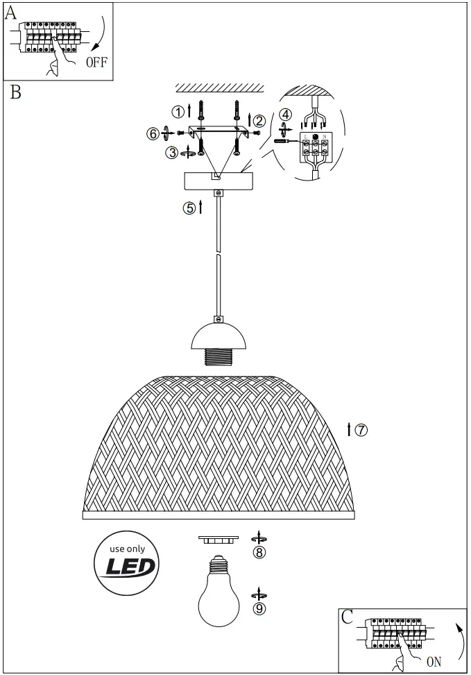 GLOBO LIGHTING 15767H1 Colly Pendant Lamp - Mounting