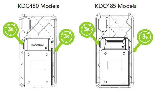 KOAMTAC KDC480 Series Mini SmartSled Barcode Scanner - Powering On