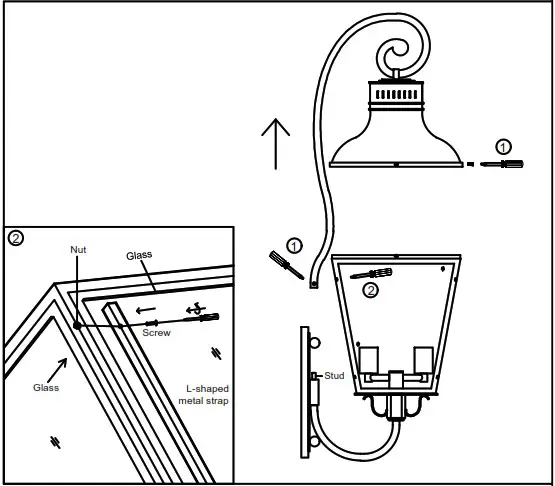 CRYSTORAMA DUM 9803 GE Dumont Outdoor 3 Light Wall Mount - How to change glass