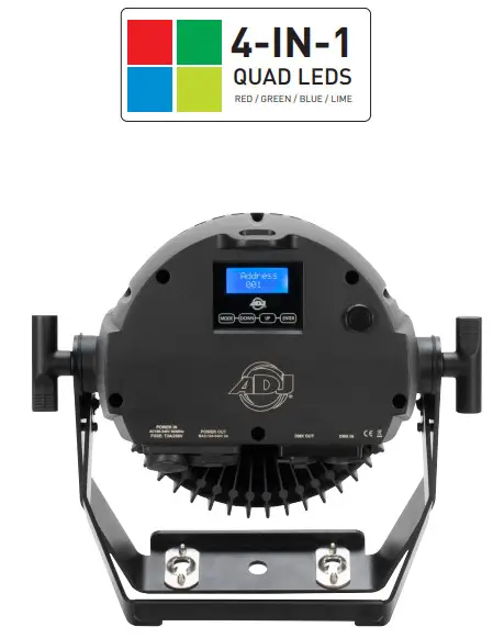 ADJ Encore LP12IP Outdoor Rated 12 x 20-Watts Quad LED - CONNECTIONS