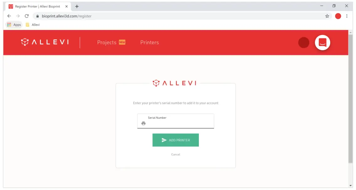 Allevi 3 Professional 3D Bioprinter - ‘Create an account2