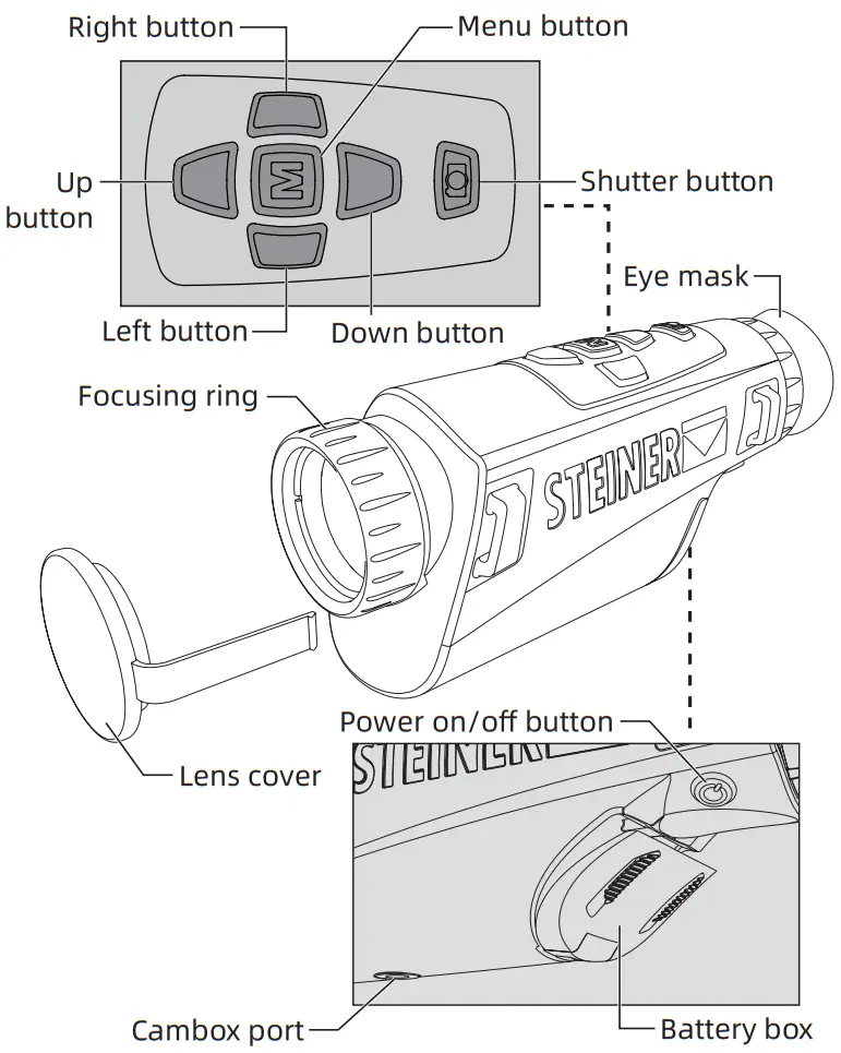 STEINER Nighthunter H35 Thermal Imager - INTRODUCTION TO THE PARTS