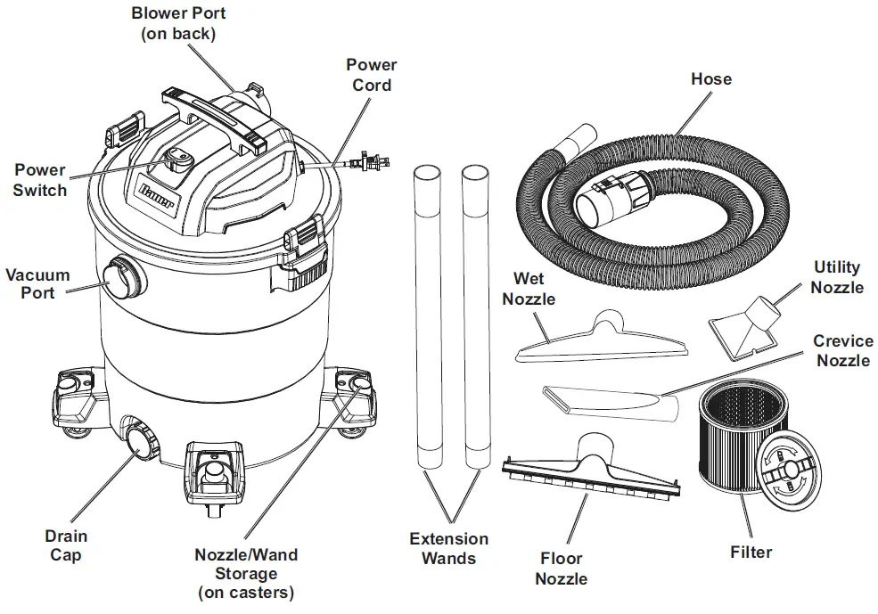 Bauer 1952E-B14 14 Gallon Wet Dry Vacuum 1