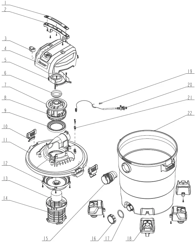 Bauer 1952E-B14 14 Gallon Wet Dry Vacuum 7